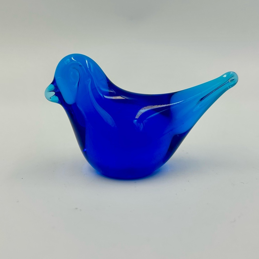 Hand-blown Cobalt Bluebird of Happiness Glass Collectible Paperweight Gift - Picture 3 of 7
